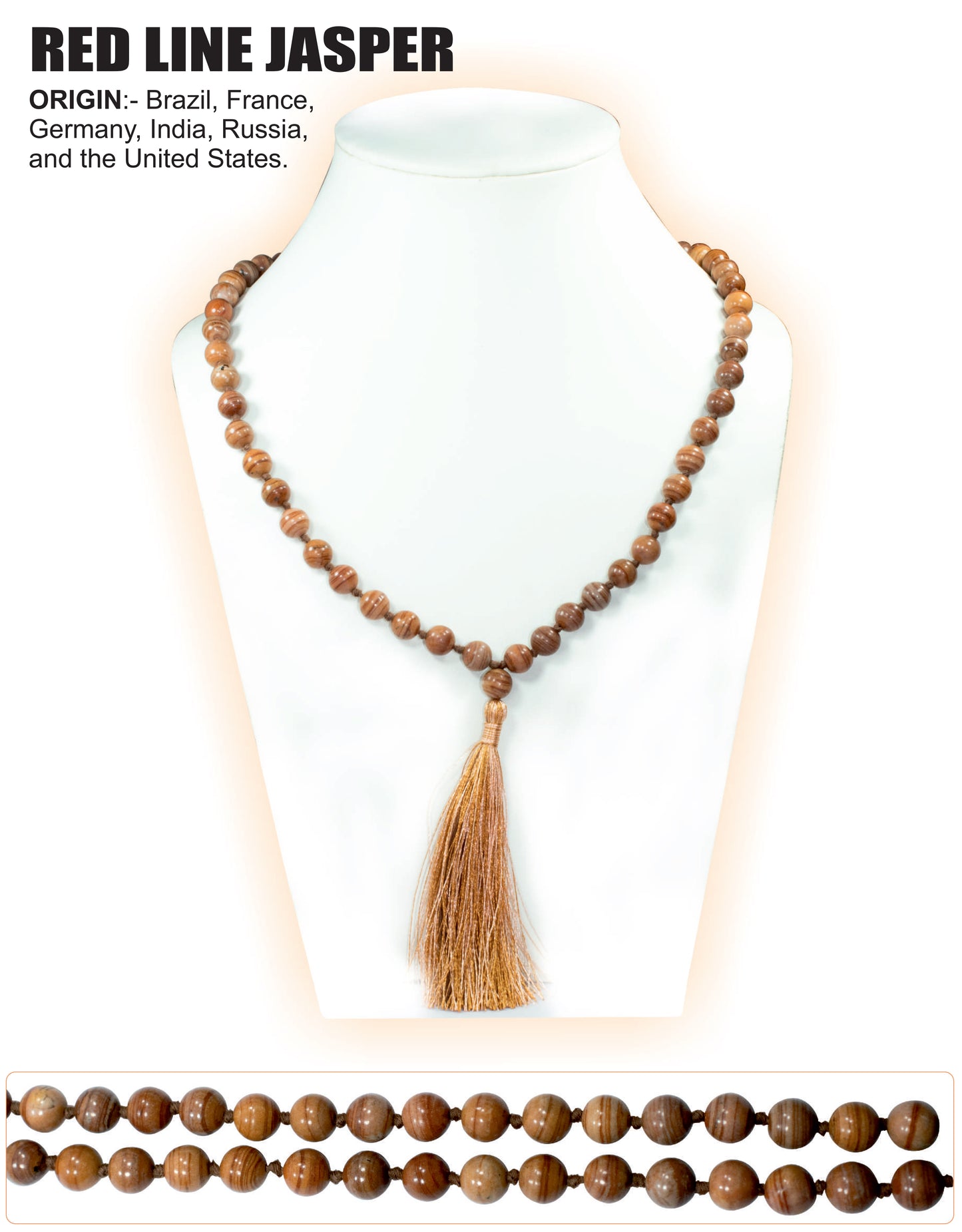 Red line Jasper Stone Mala