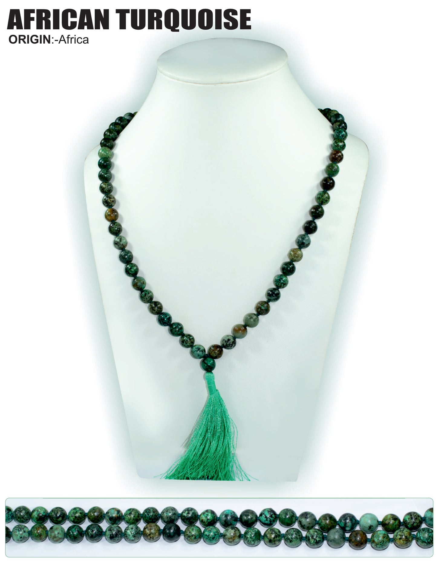 African Turquoise Stone Mala