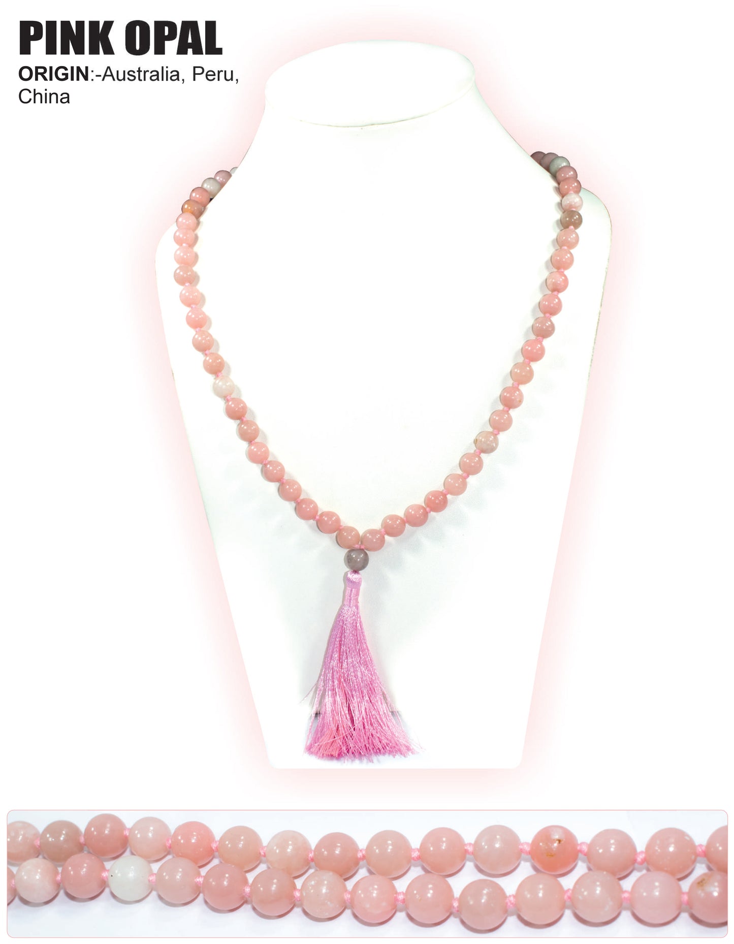 Pink Opal Stone Mala