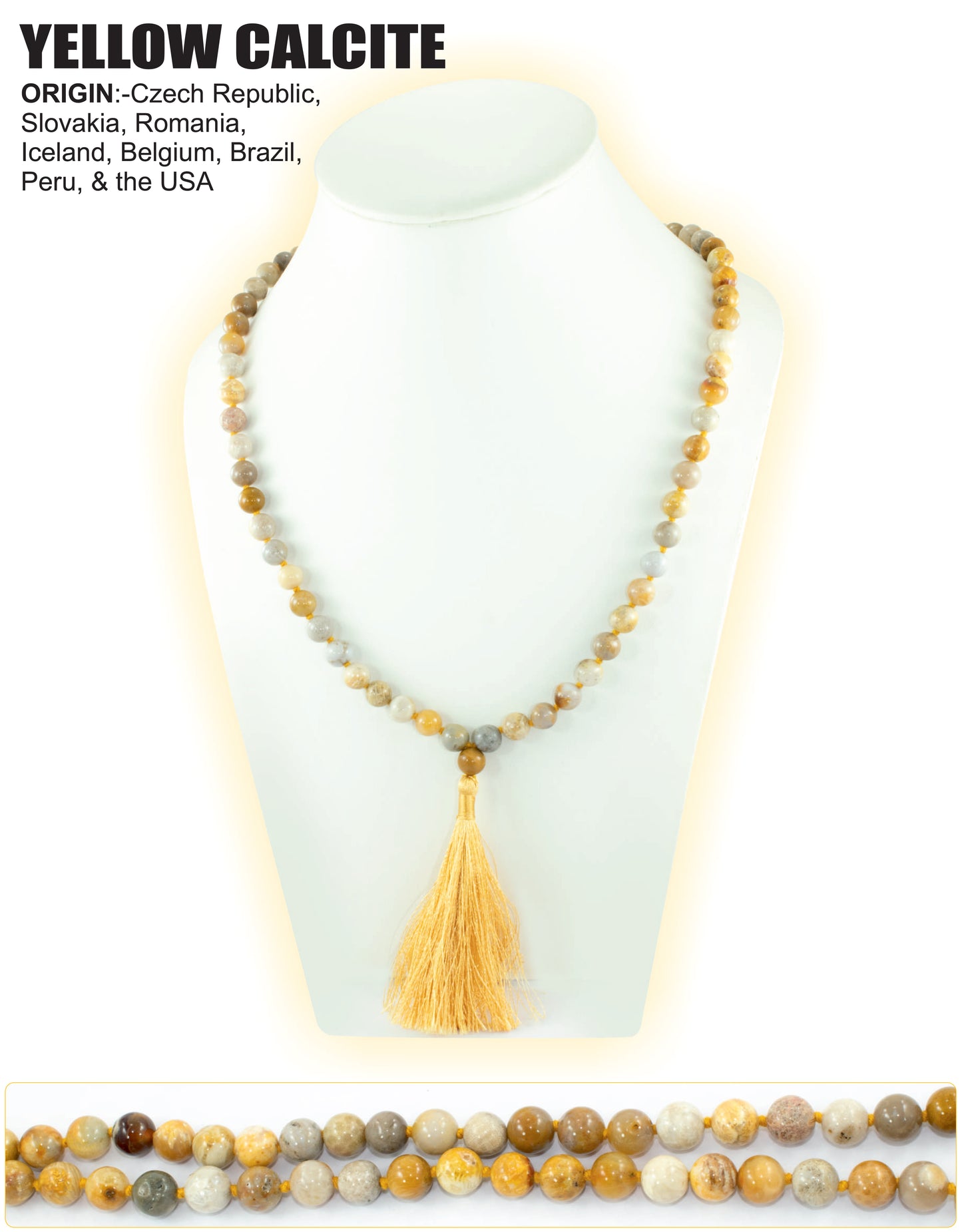 Yellow Calcite Stone Mala