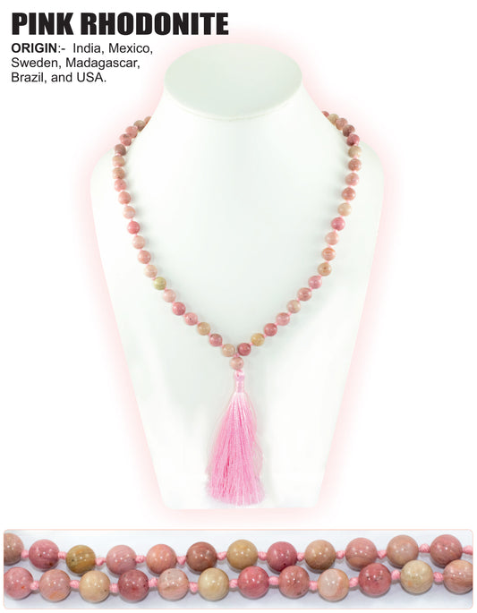 Pink Rhodonite Stone Mala