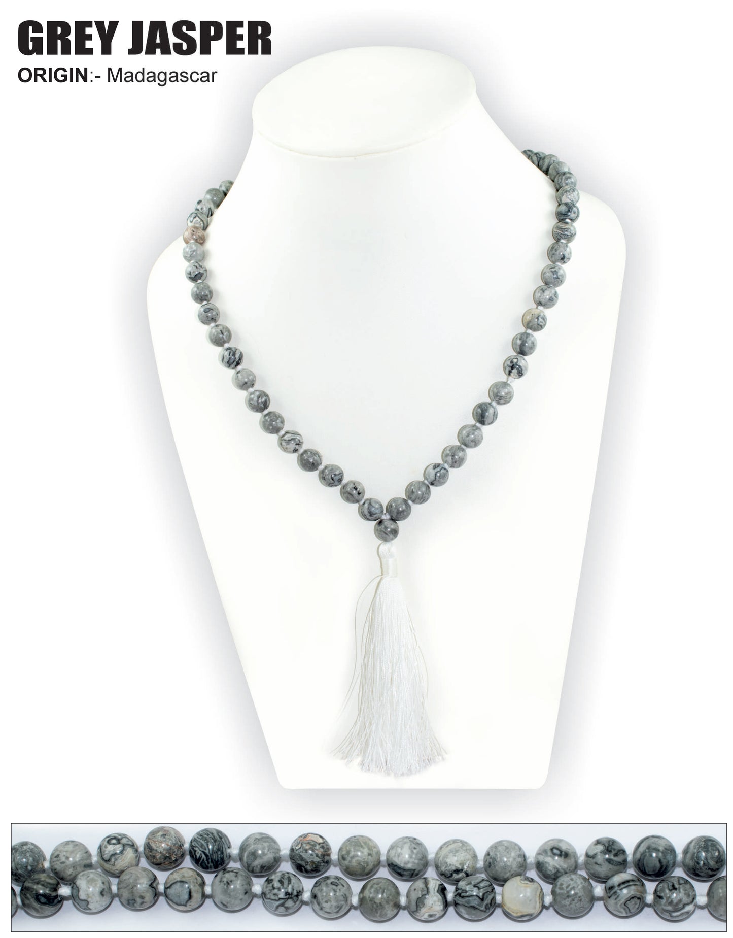 Grey Jasper Stone Mala