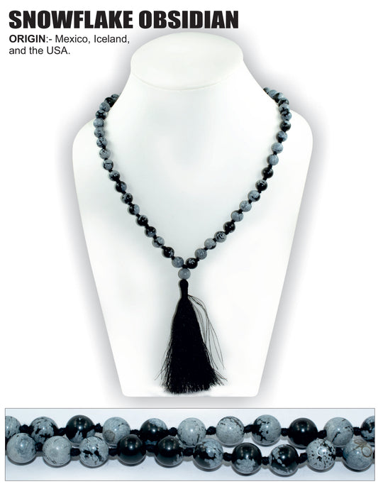 Snowflake Obsidian Stone Mala