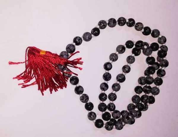 Snowflake Obsidian Stone Mala