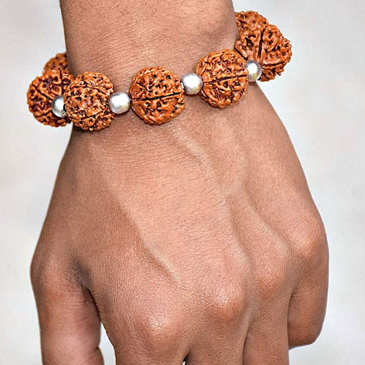 Charming 5 Mukhi  Rudraksha & Parad Beads Bracelet