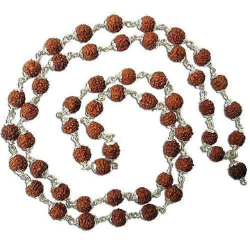 5 Mukhi Pure Silver Rudraksha Mala