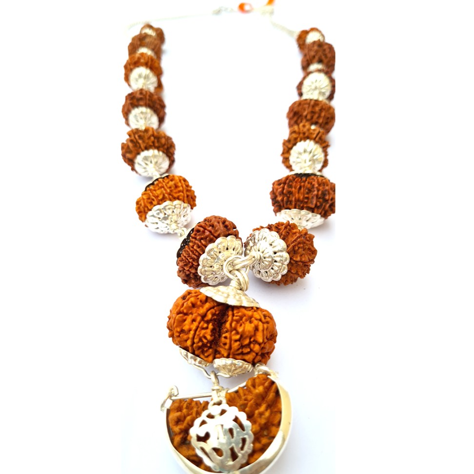 1 -14 Mukhi Nepali Rudraksha Sidha Mala Silver Capping