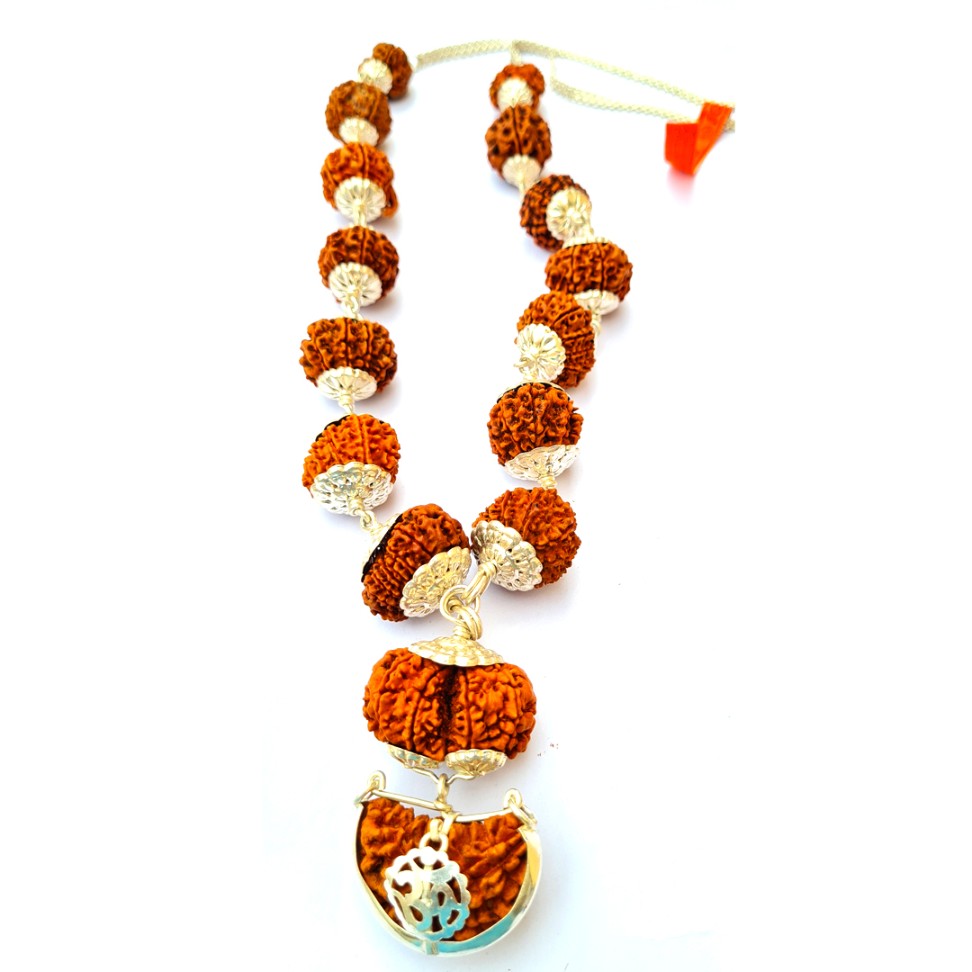 1 -14 Mukhi Nepali Rudraksha Sidha Mala Silver Capping