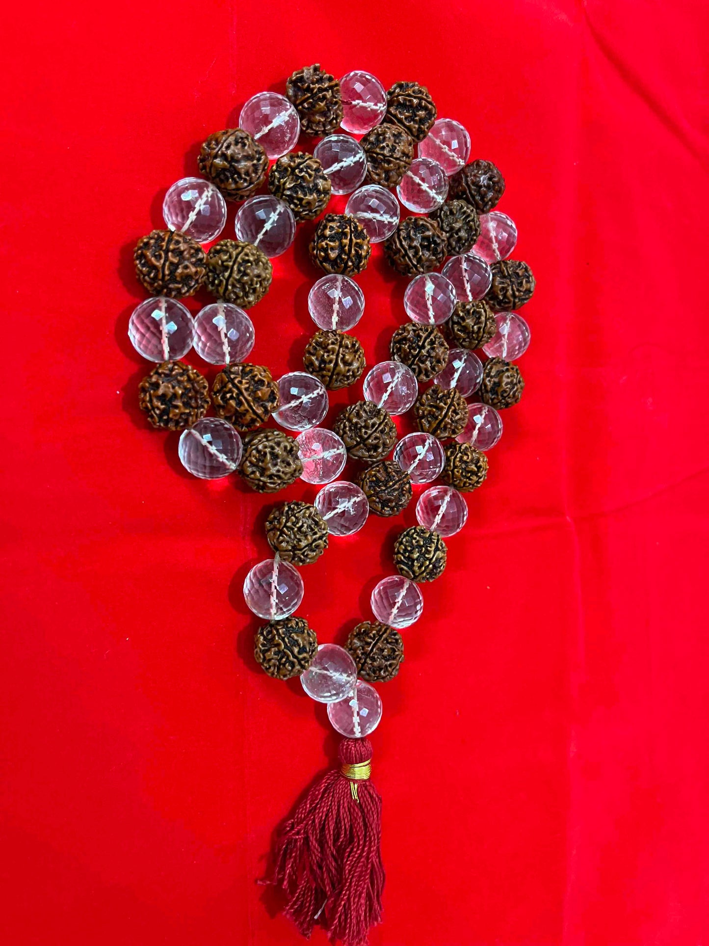 Spathik Rudraksha Kantha Mala 32+1 Beads