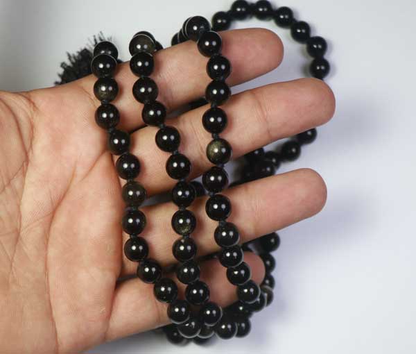 Gold Sheen Obsidian Stone Mala