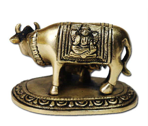 Kamadhenu Cow With Calf Brass idol