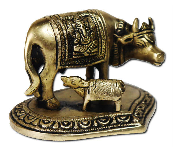 Kamadhenu Cow With Calf Brass idol