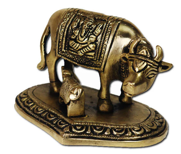 Kamadhenu Cow With Calf Brass idol