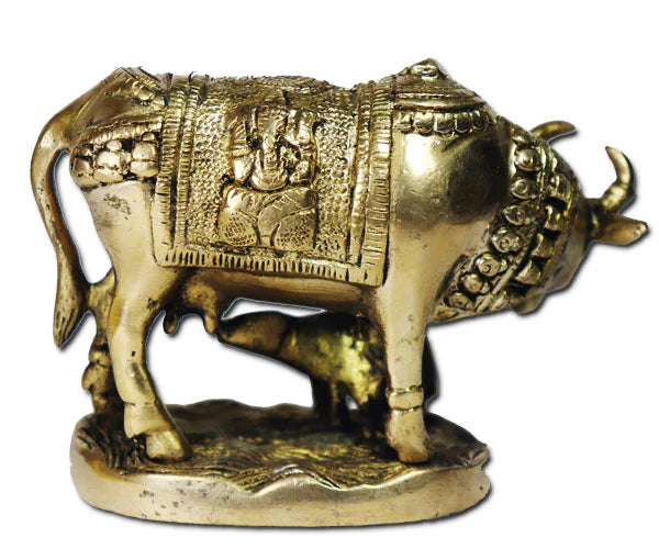 Cow with her Calf brass idol