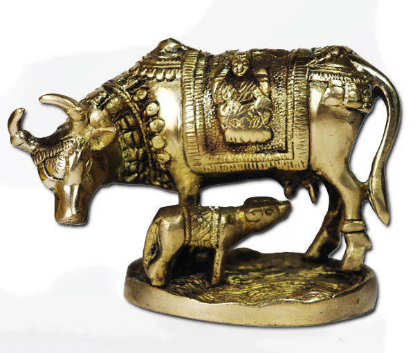 Cow with her Calf brass idol