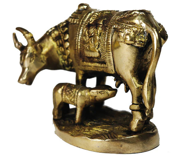 Cow with her Calf brass idol