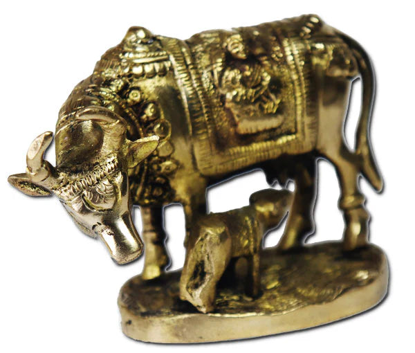 Cow with her Calf brass idol