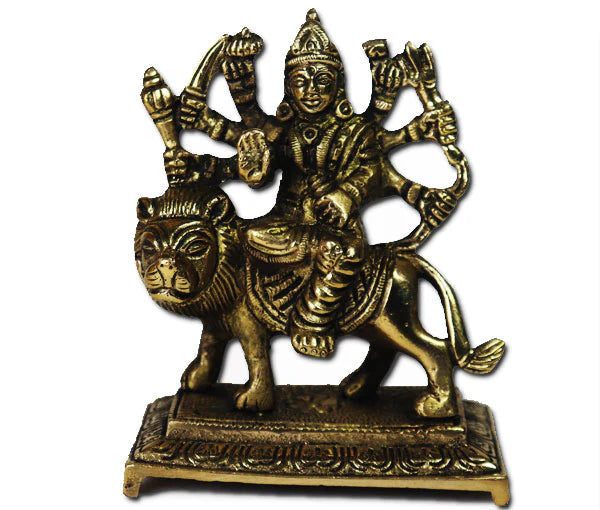 Maa Durga sitting on lion brass idol