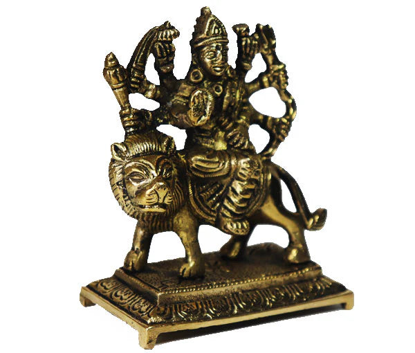 Maa Durga sitting on lion brass idol