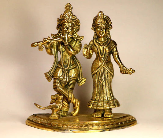 Radha Krishna Pure Brass Idol