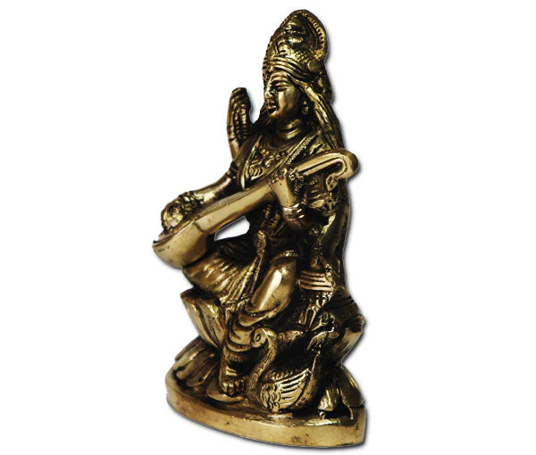 Maa Saraswati pure antique brass idol