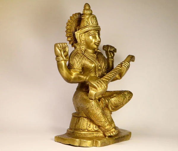 Maa Saraswati Pure brass Idol