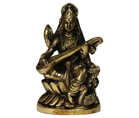 Maa Saraswati pure antique brass idol