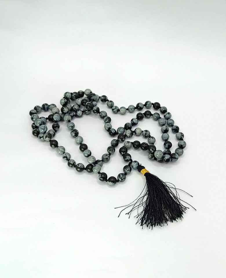 Snowflake Obsidian Stone Mala