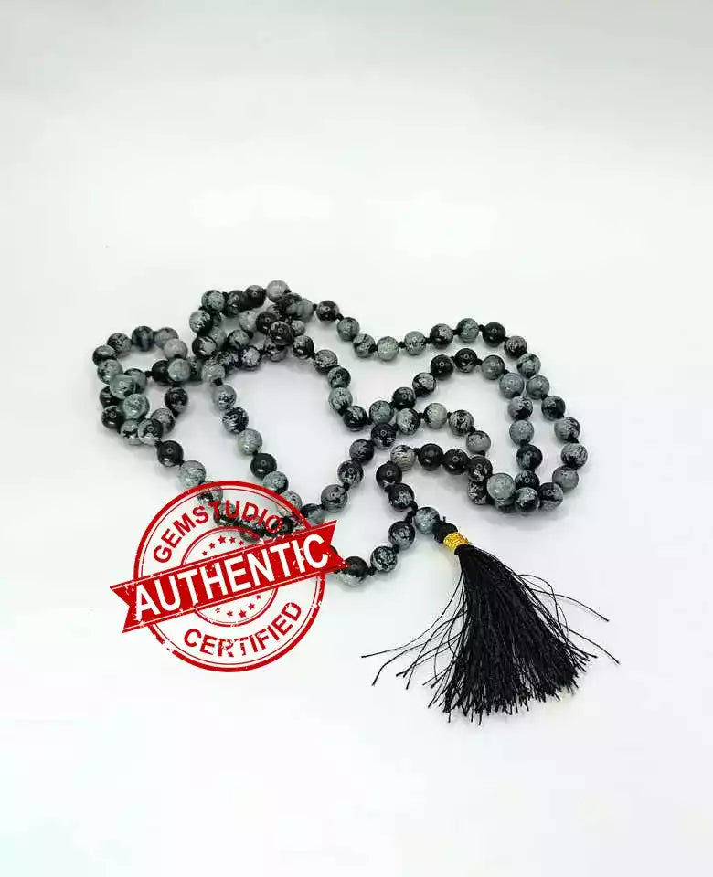 Snowflake Obsidian Stone Mala