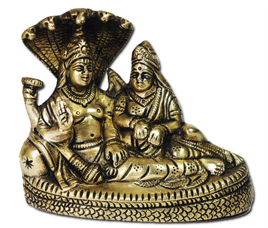 Laxminarayan Sitting Under Sesh Naag Idol (Brass)