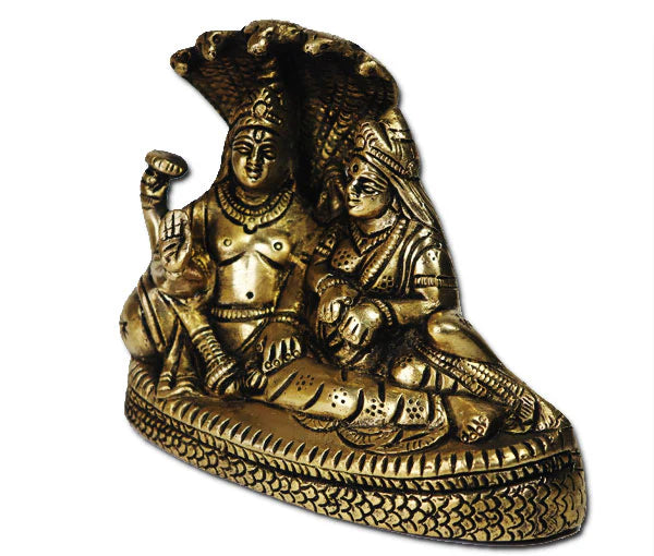 Laxminarayan Sitting Under Sesh Naag Idol (Brass)